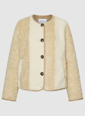 UR国内2025冬季女装琥珀流光风休闲撞色羊羔绒外套UYL150148