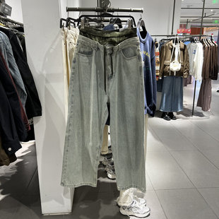 UR国内2025春季男装设计感休闲拼接超宽松牛仔长裤UMV850011