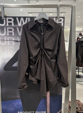 UR国内2025秋季女装钟楚曦同款时尚不规则开襟衬衫UWA250012