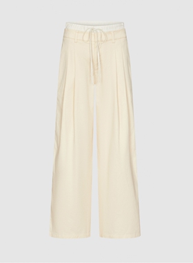 UR国内2025秋季女装时尚拼接裤头抽绳褶皱直筒裤UWU650011