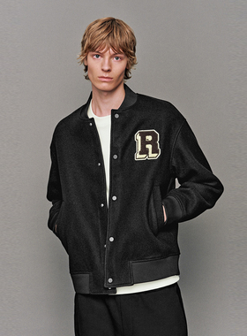 UR国内2025冬季男装休闲字母贴布绣棒球夹克外套UUY150011