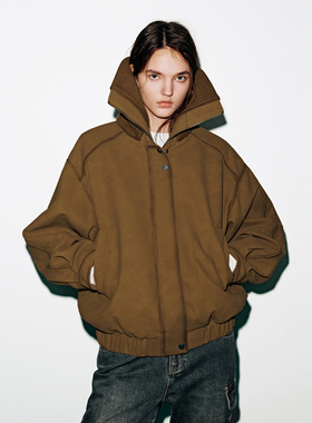 UR国内2025冬季女装流光风时尚拼接双层领棉服外套UYV150085