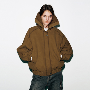 UR国内2025冬季女装流光风时尚拼接双层领棉服外套UYV150085