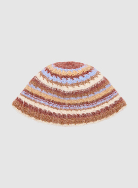 UR国内2025秋季女士时尚度假风多彩撞色纹理针织帽UAYA50390