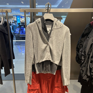 UR国内2025冬季女潮流假两件连帽修身短款针织开衫UYV950080