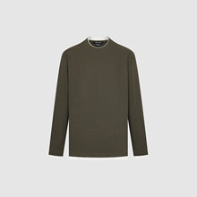 UR国内2025冬季男装休闲撞色边华夫格圆领长袖T恤UML450277