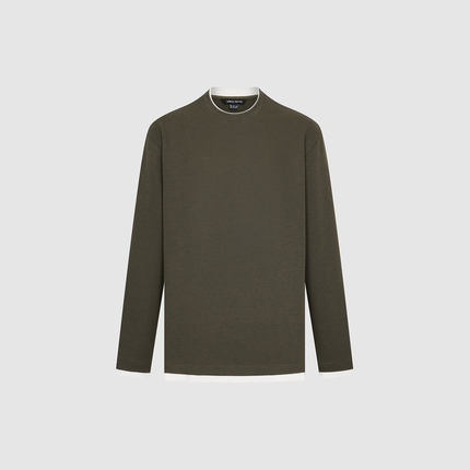 UR国内2025冬季男装休闲撞色边华夫格圆领长袖T恤UML450277