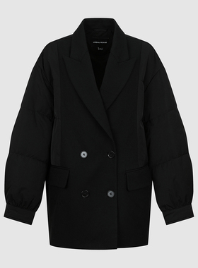 UR国内2025冬季女装复古通勤双排扣西装式羽绒外套UWG150130