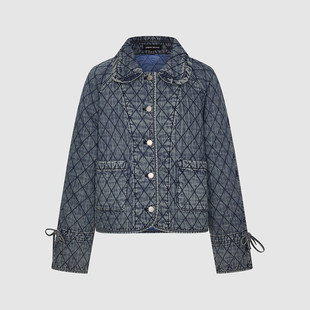 UR国内2026春季女装休闲水洗菱格绗缝棉服牛仔外套UYL860020
