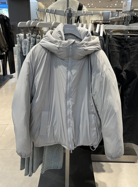 UR国内2025冬季男装百搭休闲连帽双拉链抽绳羽绒服UUY150004