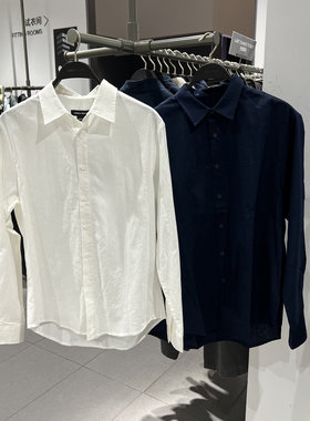 UR国内2025春季男装轻通勤简约气质长袖开襟衬衫UMM250014