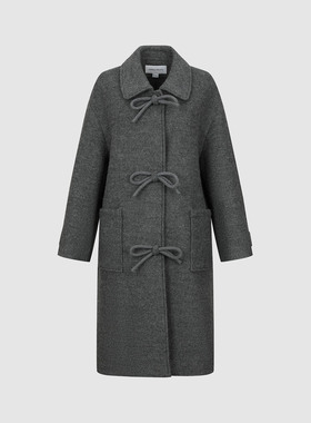 UR国内2025秋季女装休闲翻领蝴蝶结含羊毛长款大衣UYL150108