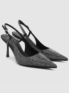 UR国内2025冬季新款气质女士时尚潮流烫钻尖头空鞋UAWS60008