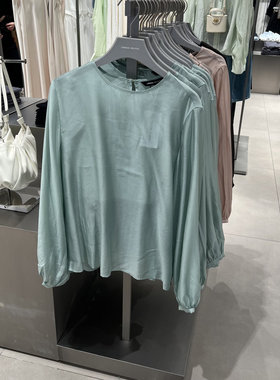 UR国内2025春季女时尚休闲轻通勤宽松圆领罩衫衬衫UWM250046