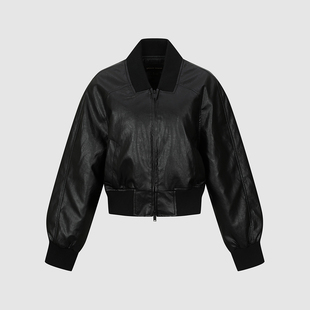 UR国内2025冬季女装都市复古PU棒球领短款羽绒服ULU150012