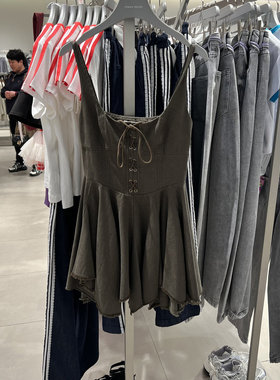 UR国内2025春季女装时髦潮流不规则绑带吊带连衣裙UYL750012