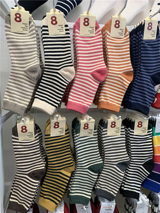 韩国女袜EIGHT东大门袜子日系条纹简约中筒袜网红街拍ins潮袜棉袜