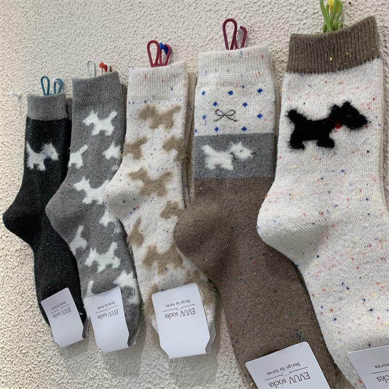 北欧风费尔曼岛加厚保暖羊毛袜女袜子网红款卡通小狗点子纱中筒袜,女士内衣/男士内衣/家居服,中筒袜,淘宝优惠券,粉丝福利购,淘宝优惠卷
