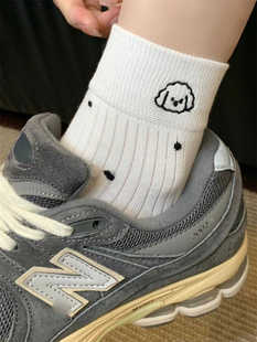 学院风波点薄款 透气女袜东大门街头网红卡通刺绣小狗低帮短筒袜子