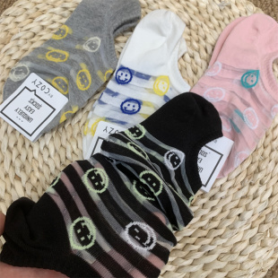 笑脸网眼网纱透气不掉跟隐形袜 COZY拼接女船袜网红款 2025夏季 新款