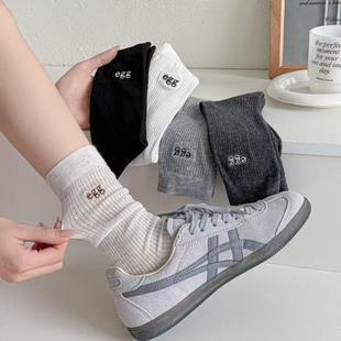 透气中长筒堆堆袜 刺绣字母egg微透薄款 2025春夏新款 女袜子网红款