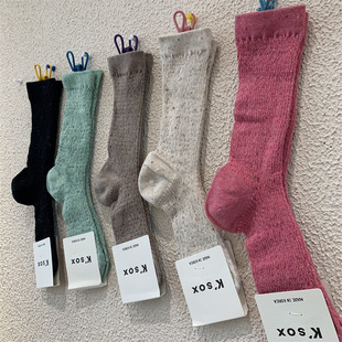 Ksox韩国东大门2024春季 女袜甜美点子纱柔软弹力长腰中筒袜子 新款