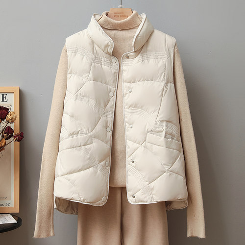 羽绒马甲短款白鸭绒羽绒马甲立领