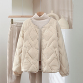 2025新款 小个子圆领外套白鸭绒内胆轻薄 女款 秋冬季 羽绒服女菱格款