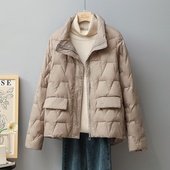立领小个子反季 白鸭绒短款 轻薄心电图羽绒服女2025年新款 秋冬外套