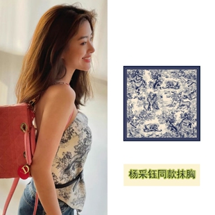 新款90cm围巾女内搭外穿夏季旅游拍照ins辣妹大方巾丝巾抹胸上衣