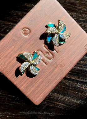 簪缨小筑雀羽旋转风车时尚气质时来运转好运来耳钉戒指吊坠锁骨链