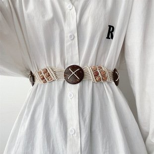 波西米亚风编织腰带女小众设计民族风腰链网红气质时尚 连衣裙配饰