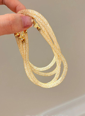 网格锆石圆形手链简约气质小众设