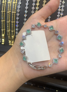 韩系锆石菱形卡扣手链时尚精致高