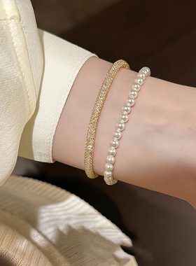 缠绕扭曲镂空锆石手链轻奢复古高