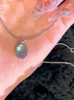 月光设计银海蓝宝吊坠项链