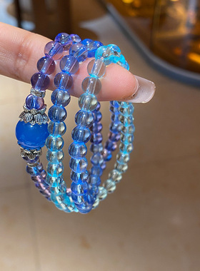 不立柱串珠三层叠戴串珠手链小清