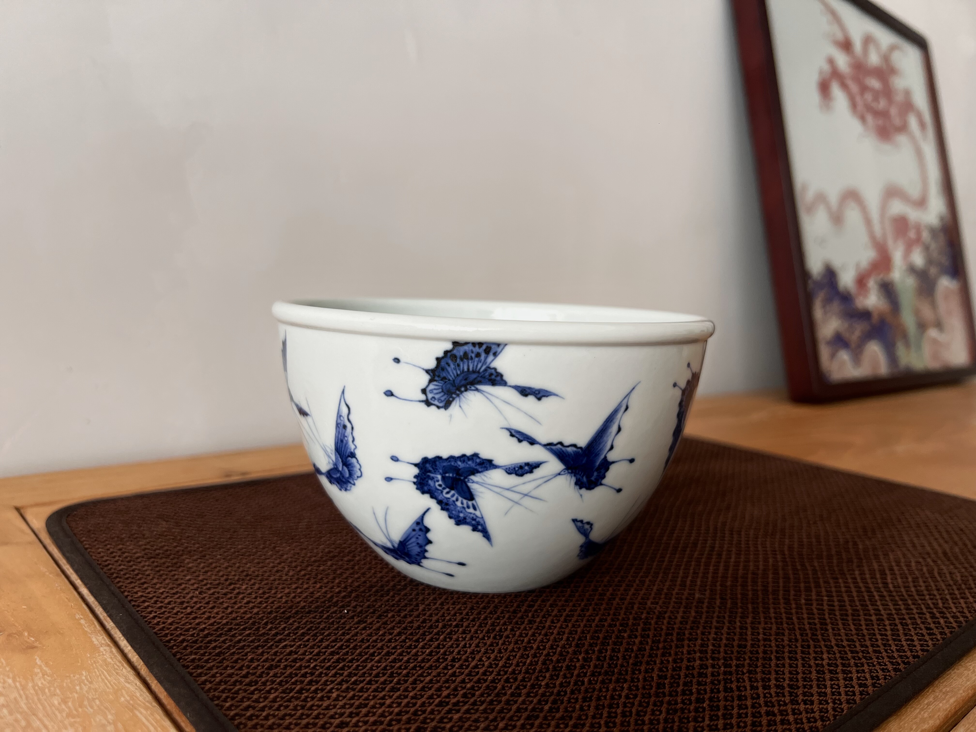 见欢集 柴窑明青花蝴蝶纹案缸 笔洗 水洗 渣斗 景德镇陶瓷礼品