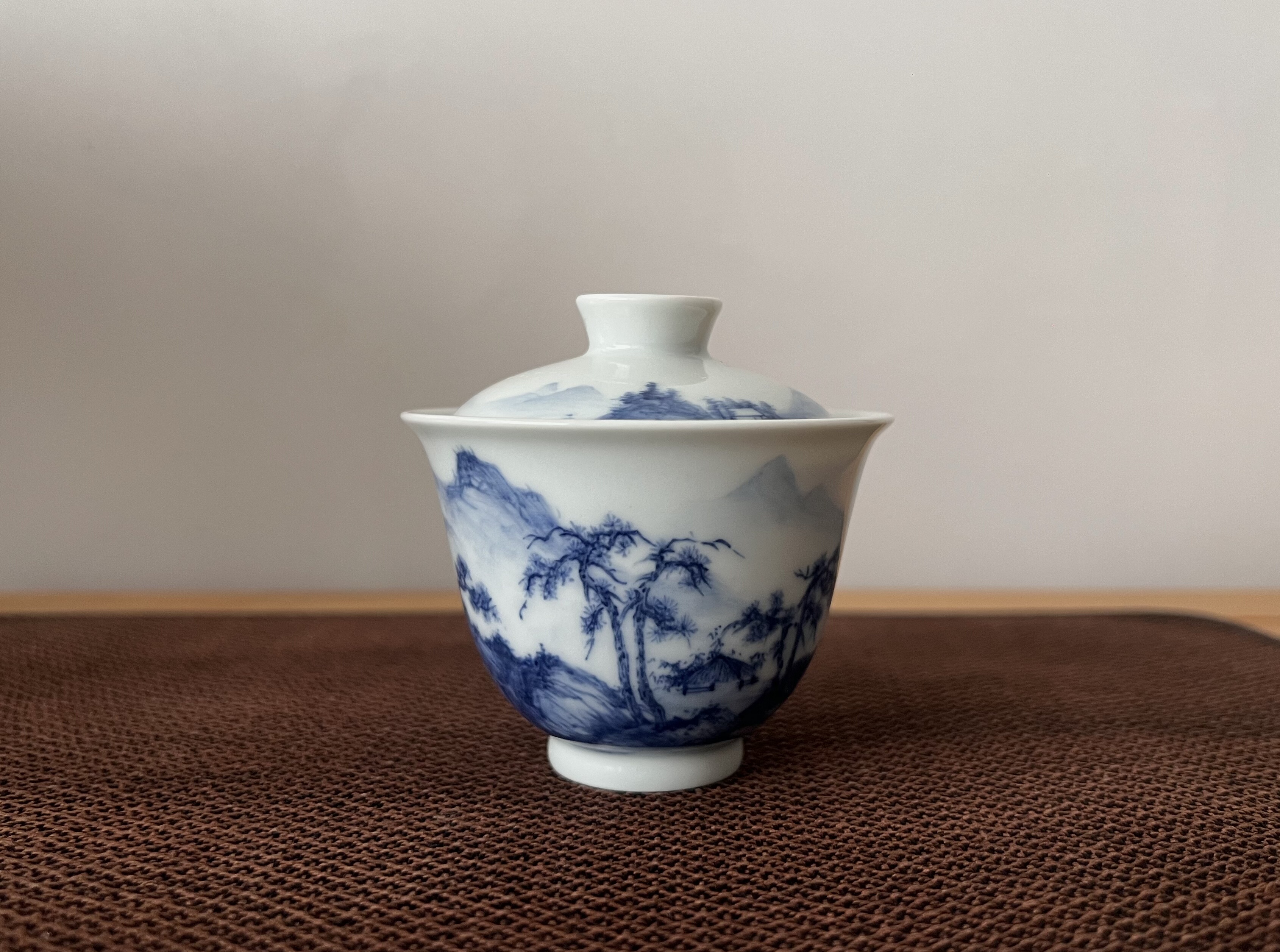 见欢集 青花宋画工笔山水纹古松盖碗迷你岩茶高端茶器,餐饮具,盖碗,淘宝优惠券,粉丝福利购,淘宝优惠卷