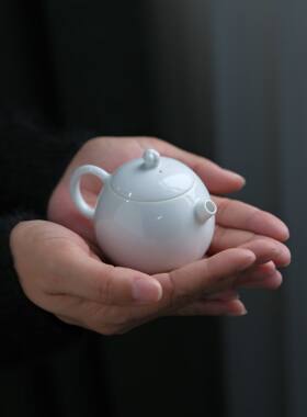 见欢集 景德镇仿古白釉西施小茶壶 练习初学 高端茶器礼品