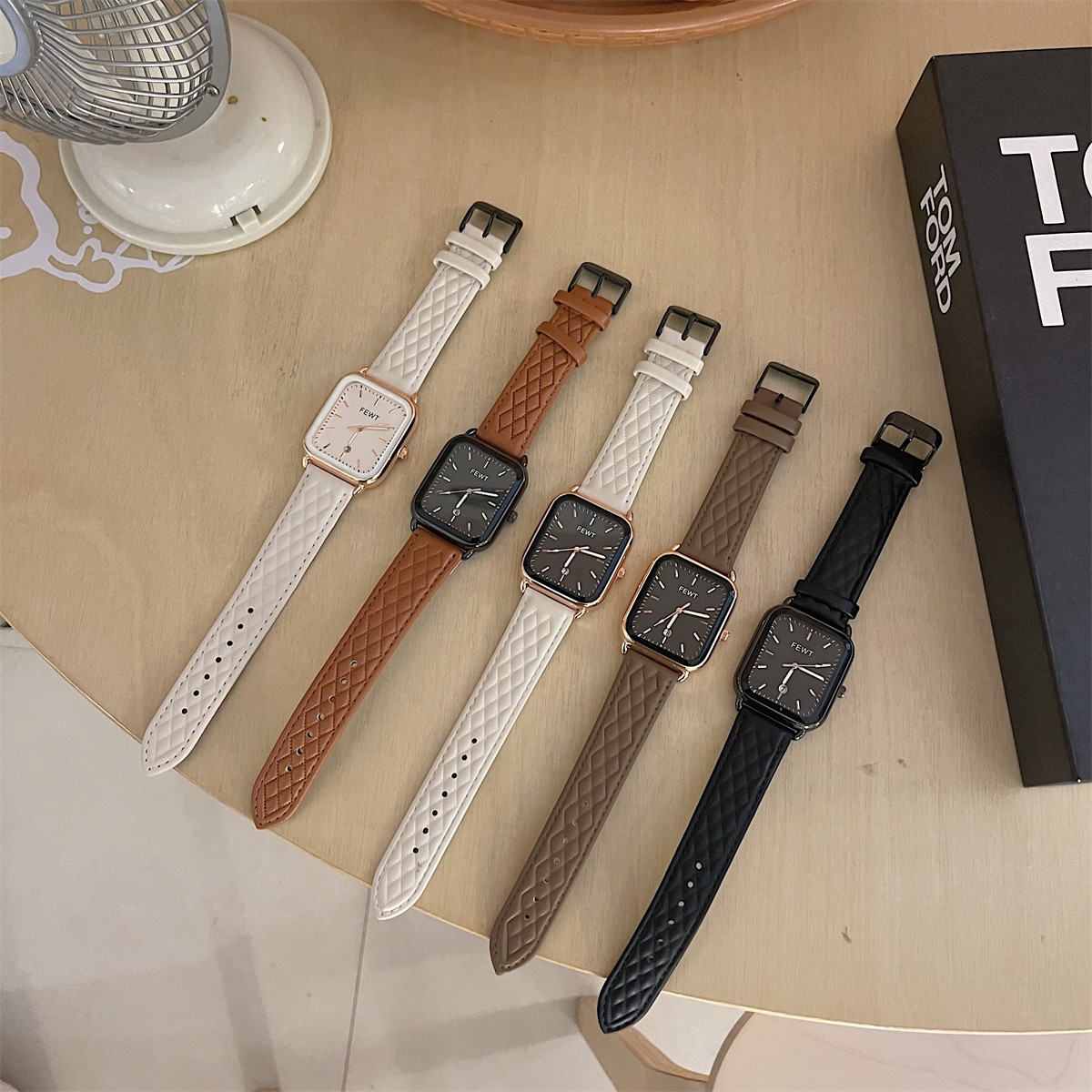 FEWT手表男女款式方形时尚轻奢个性潮流初高中学生考试皮带石英表