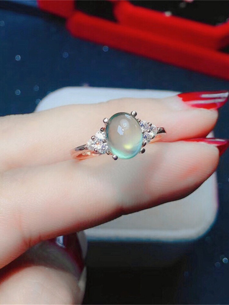 절묘하고 우아한 S 도금 18K 골드 천연 프레나이트 반지 원석 여성 반지 옥 조정 반지 추천