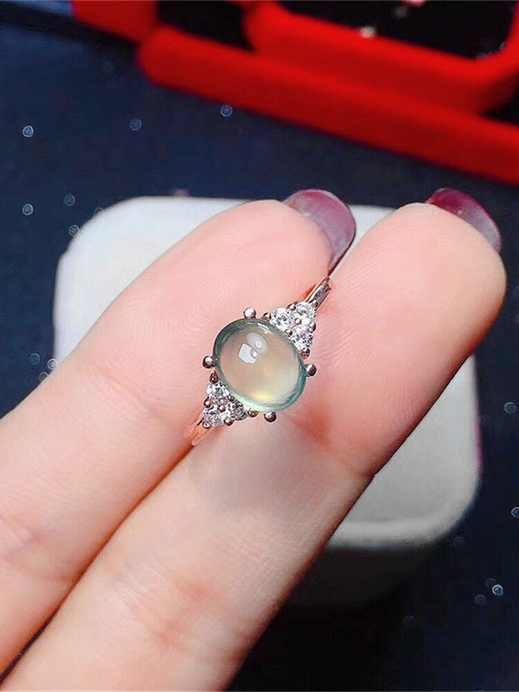 절묘하고 우아한 S 도금 18K 골드 천연 프레나이트 반지 원석 여성 반지 옥 조정 반지 추천