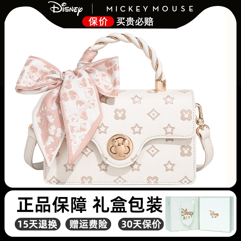 迪士尼米奇包包女士2026新款蝴蝶结单肩斜挎手提小方包生日礼物女