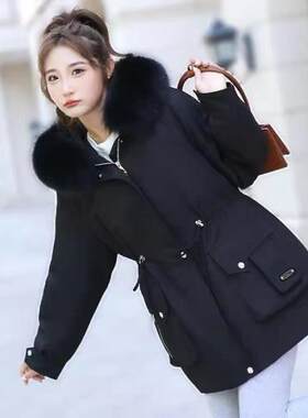 温香玉新款时尚修身俺哥拉獭兔毛可拆卸内胆狐狸大毛领派克服
