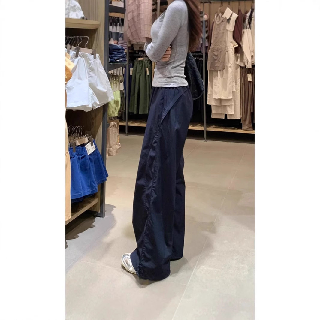 美式速干运动工装裤女秋季2025新款高腰垂感显瘦休闲阔腿裤小个子