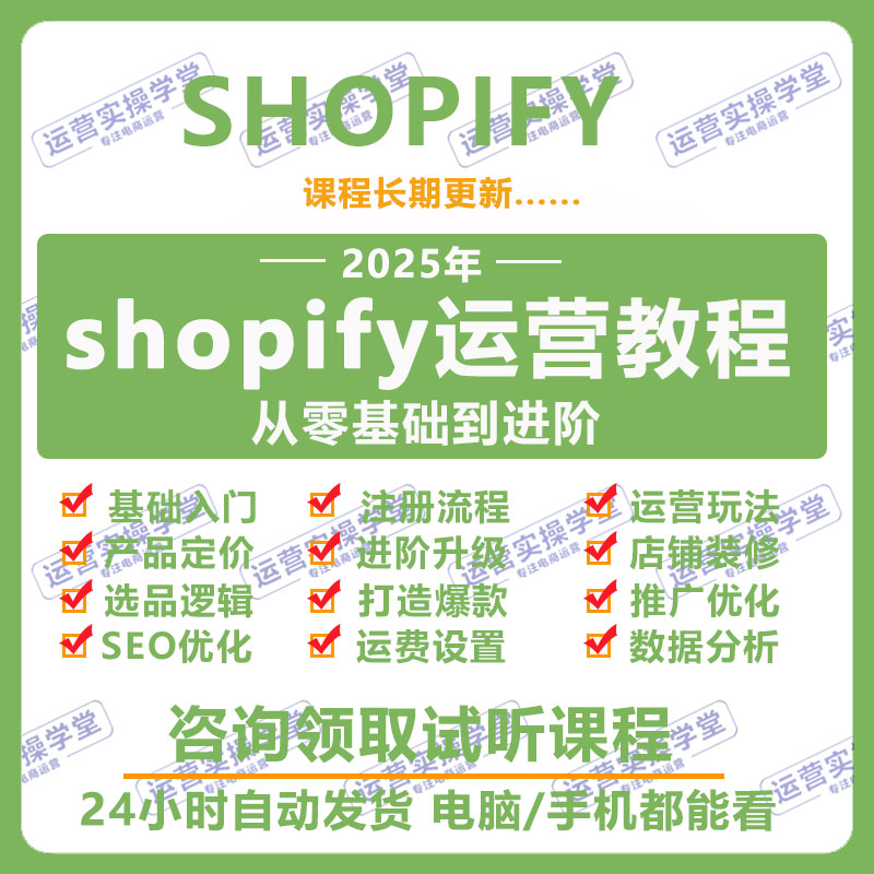 2025Shopify最新运营教程外贸自建站独立站搭建培训视频教学课程
