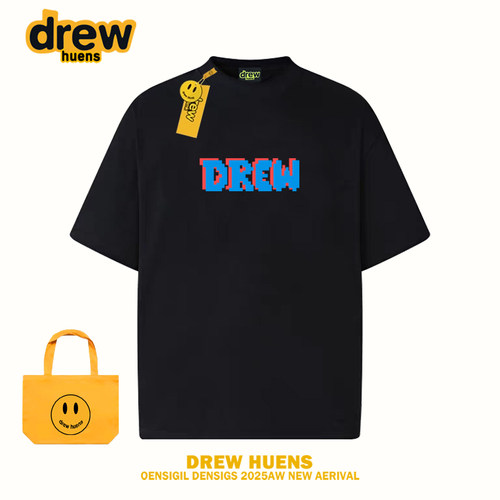 Drew美式趣味卡通字母印花T恤