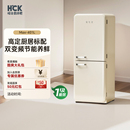 HCK哈士奇401LMax双门厨房复古冰箱一级能效变频嵌入大容量