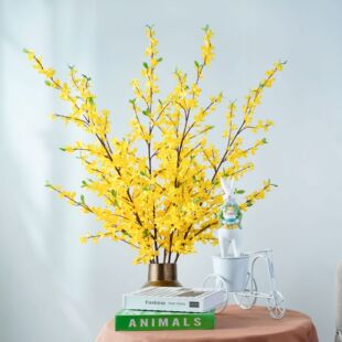 仿真花 迎春花 寸寸金新中式居家装饰仿真绿植黄色油菜花